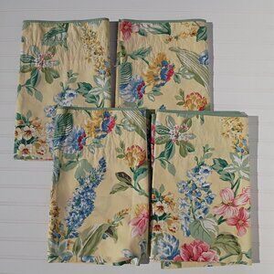 THOMASVILLE Curtain Valances Buttercream Yellow Floral Print Blouson Vintage 80s